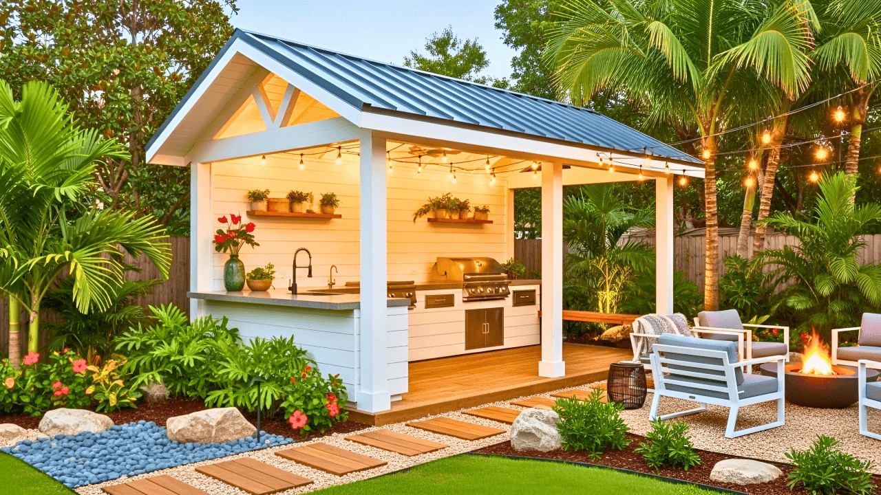 Covered Outdoor Kitchen Ideas | Rustic to Modern Roofed BBQ Areas, Grill Stations, Bars & Seating