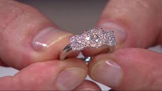 Diamond Three Stone Cluster Ring, 1.00 cttw, 14K, by Affinity on QVC