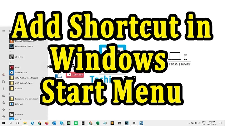 How to add shortcut in windows start menu