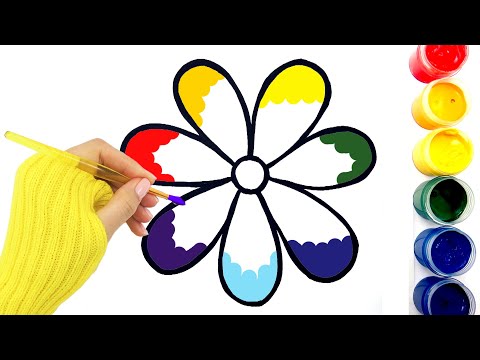 Как нарисовать цветок Цветик-семицветик | Рисование красками для детей и малышей