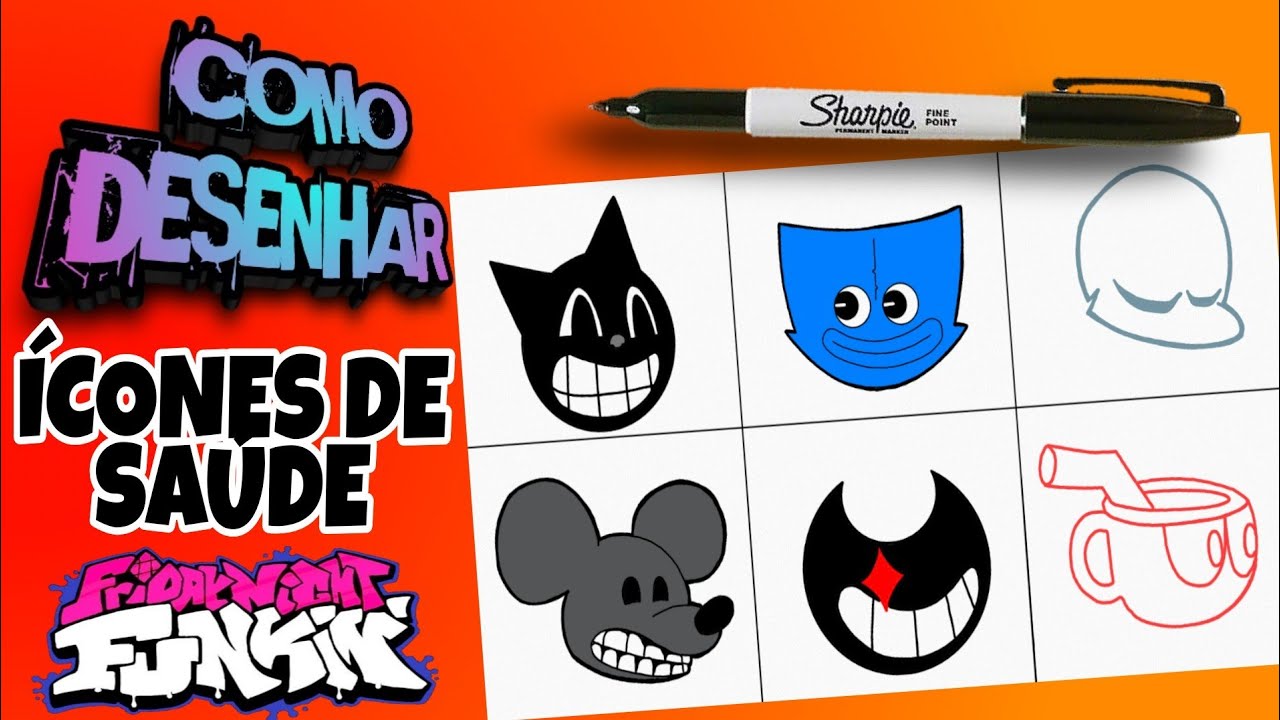 DESENHANDO ÍCONES DE SAÚDE [ Friday Night Funkin ] DRAWING HEALTH ICONS ...