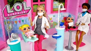 Barbie Doll LOL Family Goldie \& Punk Boi Go To The Dentist