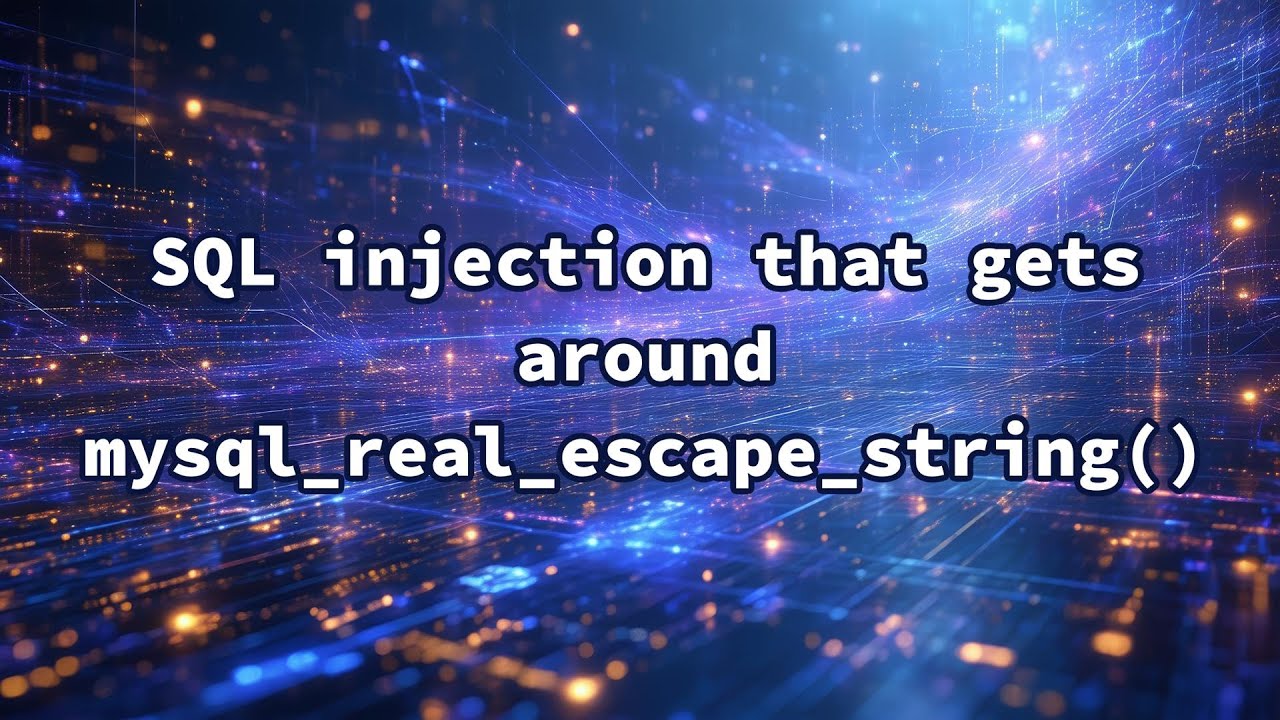 SQL injection that gets around mysql_real_escape_string() - YouTube