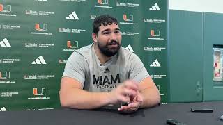Miami Hurricanes OL Ryan Rodriguez after Aug. 4 practice