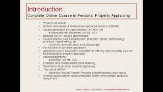 "Complete Online Course in Personal Property Appraising" (Part 2 of 8): a video introduction (20:11)