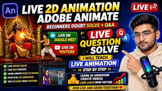 Live 2D Animation Class Today 🔥 | Google Meet &amp; YouTube par Adobe Animate Beginners Q&amp;A Session
