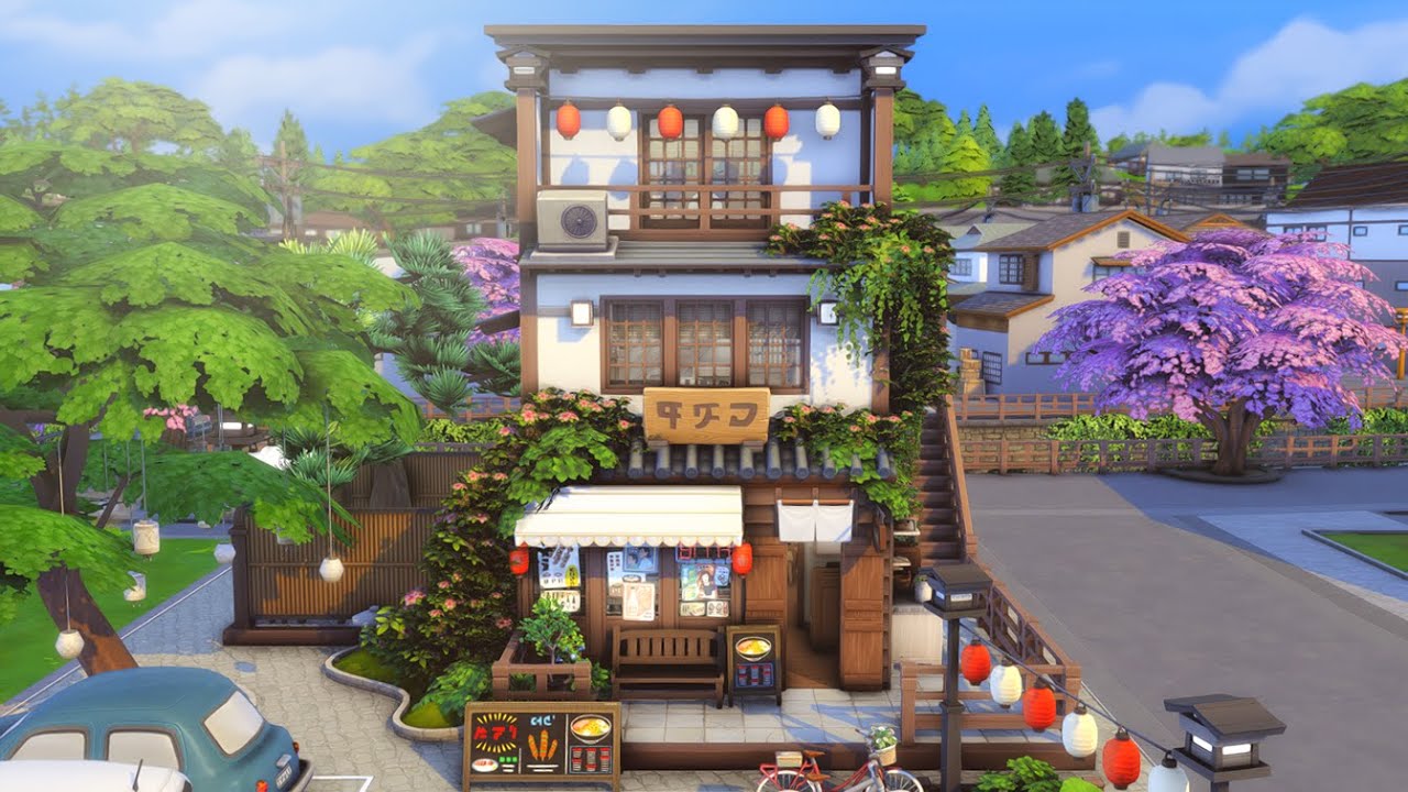 🍜 Japanese Ramen Shop and Apartment | Mt. Komorebi | The Sims 4
