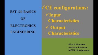 EST 130|BASICS OF ELECTRONICS|CE characteristics| MODULE 4|PART 11