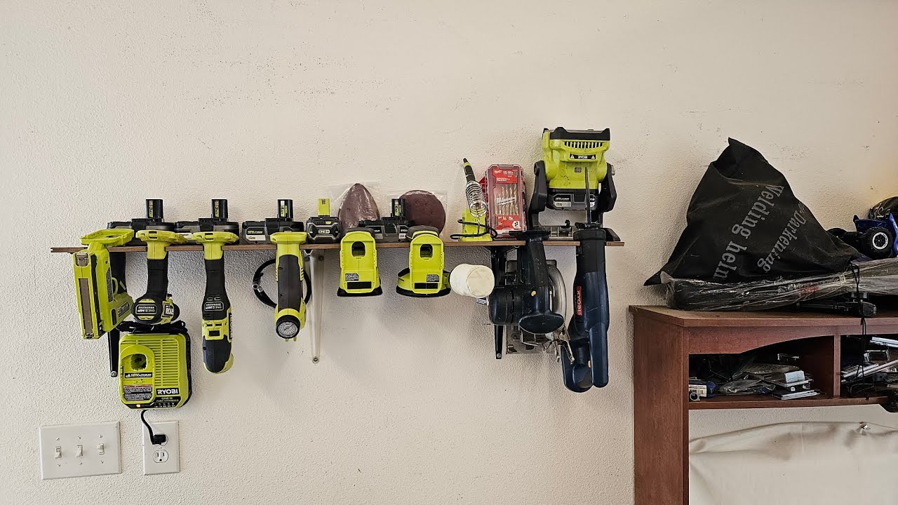 Custom Ryobi Cordless Tool Rack - YouTube