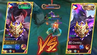 Karina Vs Top Global Gusion In Rank Mythical Glory Mobile Legend Bang Bang