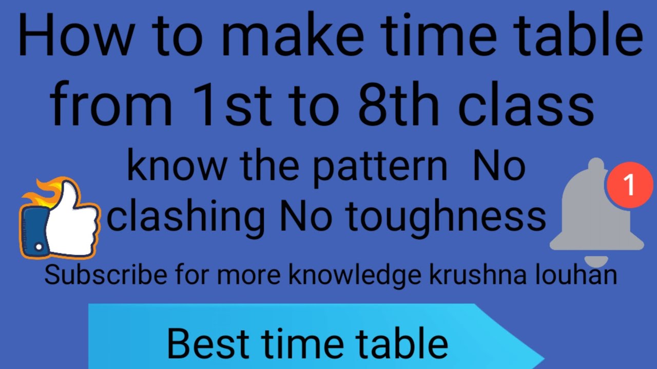 How to make time table for school classes 1st to 8th grade - YouTube