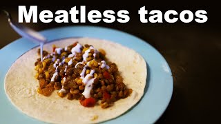 Lentil tacos with lime crema -