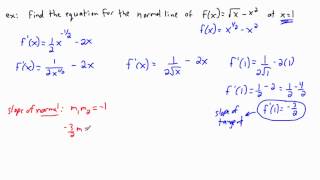 Calculus - Derivatives - normal lines - (IB Math, GCSE, A level, AP)