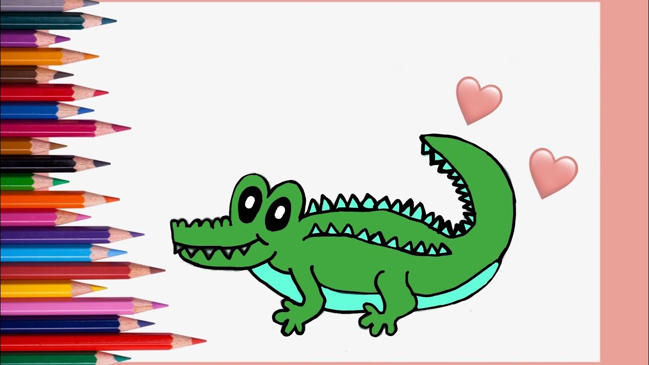 COMO DESENHAR UM JACARÉ FÁCIL/HOW TO DRAW A EASY ALLIGATOR/COMO DIBUJAR ...