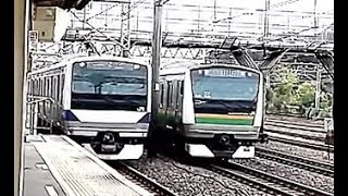 JR常磐線/日暮里駅3・4番線 E531系回送 警笛鳴らし通過 品川行き発車 E231系取手行き到着 Nippori Station Platforms 3 and 4