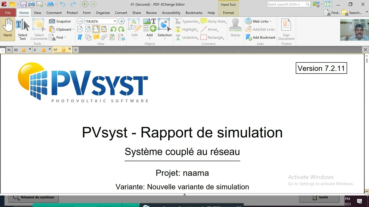 PVSYST N   5   ;application pvsyst au site racordee au reseaux AVEC   batterie    chikhaoui ahmed
