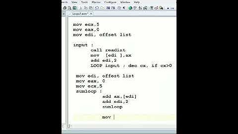 Assembly Tutorial Adding Elements of an Array Using Loops Lec29