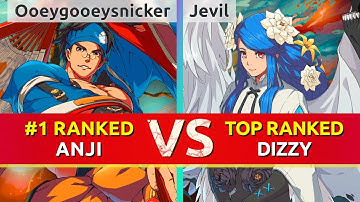 GGST ▰ Ooeygooeysnicker (#1 Ranked Anji) vs Jevil (TOP Ranked Dizzy). High Level Gameplay