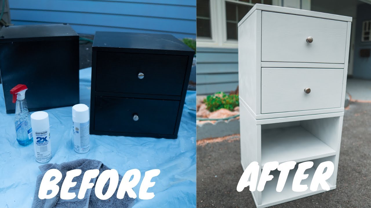 How to repaint furniture with spray paint DIY nightstand makeover
