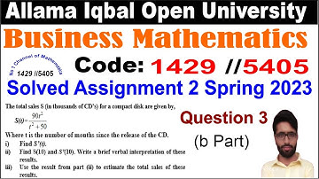 AIOU 1429 Code Solved Assignment 2 Spring 2023 Question 3 b part | Find the first derivative