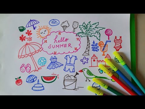 Summer things drawing set By Optimistic Kids Art