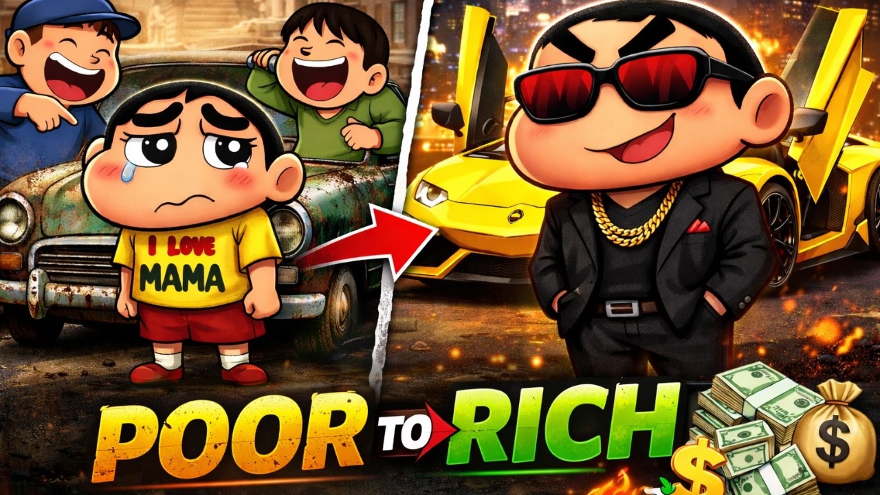Shinchan’s Poor to Rich Transformation! From Old Car to Lamborghini 😱💰