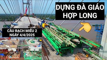 Thi công đốt hợp long giữa Cầu Rạch Miễu 2, trụ tháp P20 chuẩn bị căng kéo cáp dây văng 14 lần 2