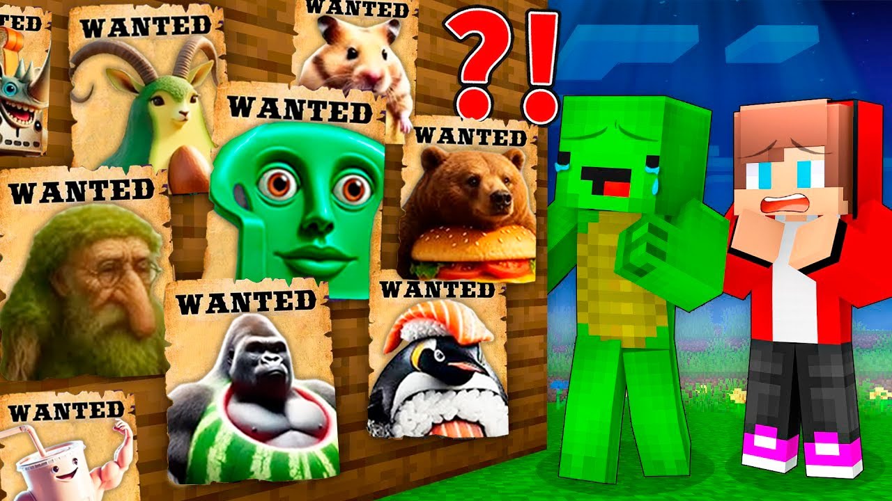 ジェイジェイとマイキーが夜のマインクラフトでアップデートされたイタリアンブレインロットアニマルズを探す！まいぜん