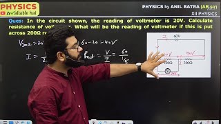 In the circuit shown, the reading of voltmeter is 20V. Calculate resistance of voltmeter.