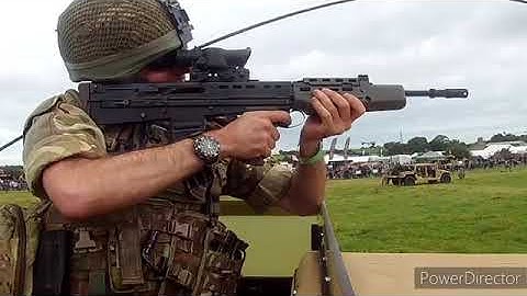 Firing SA80A1 during post war skirmish at Yorkshire Wartime Experience 2023.