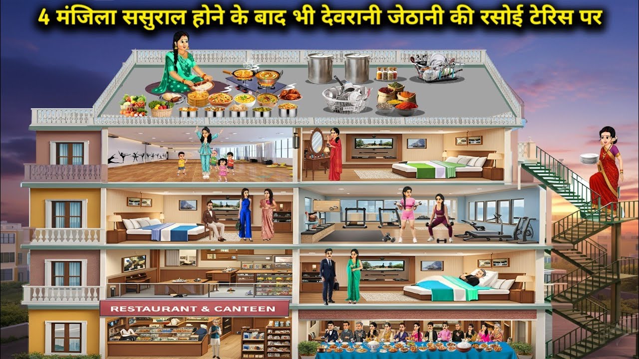 4 मंजिला ससुराल होने के बाद भी देवरानी जेठानी की रसोई टेरिस पर|Despite having a 4-storey in-laws' ho