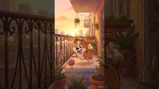 Cute Animated Puppy Parachute Fail!🐶🪂#shorts #puppy #funny #youtube #cute #ai #cartoon #challenge