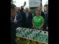 It&#39;s a 1-1 draw! France&#39;s Macron plays table soccer with German president Steinmeier