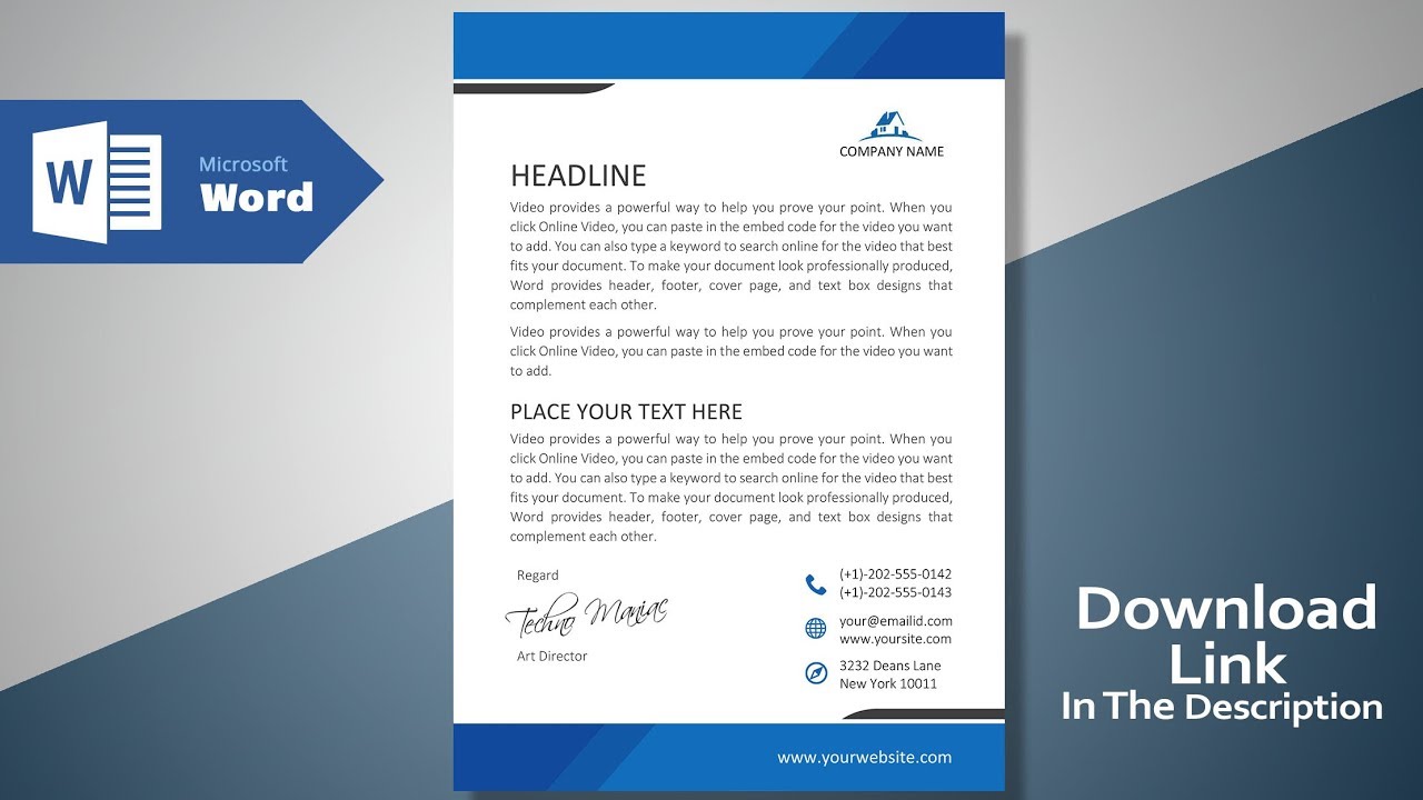 Create a Modern Professional Letterhead | Free Template | MS Word Letterhead Tutorial Version 2.0