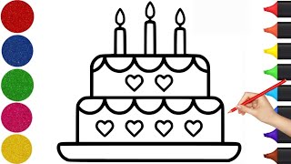 How To Draw Rainbow Birthday Cake  Step By Step