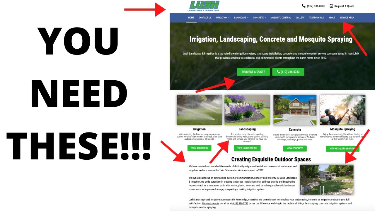 6 Elements That The BEST Lawn Care, Landscaping, Irrigation Websites