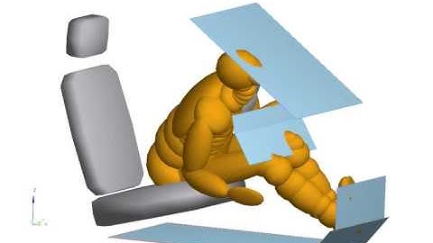 Frontal crash MADYMO simulation of unbelted occupant