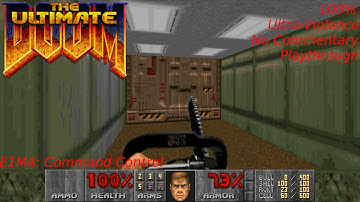 Ultimate Doom: E1M4 Command Control Ultra-Violence 100% Playthrough