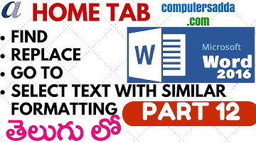 Ms-Word 2016 in Telugu 12 (Home Tab Extra Option