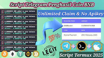 Script Termux No Apikey - Auto Claim Bot Telegram Penghasil BNB Terbaru 2025 - 💯% Terbukti Membayar