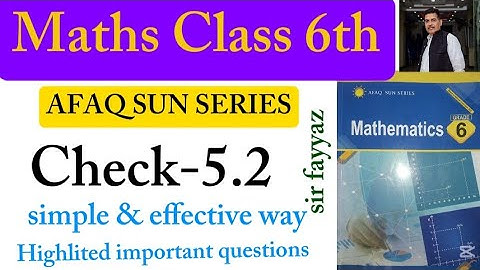 Maths Class 6th | Check 5.2 | Unit 5 | exercise 5.2 |afaq sun series| patterns and Algebra | grade 6
