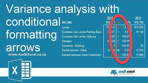 Variance analysis conditional formatting- green up arrow in Excel cell