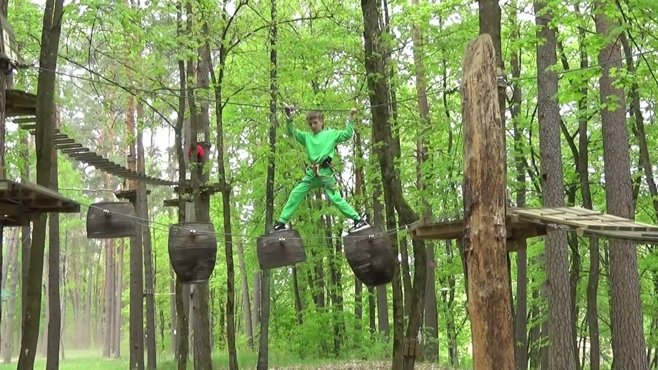 UNO park Druskininkai Lithuania.  Веревочный парк Друскининкай Литва. Обзор всех трасс. Прохождение