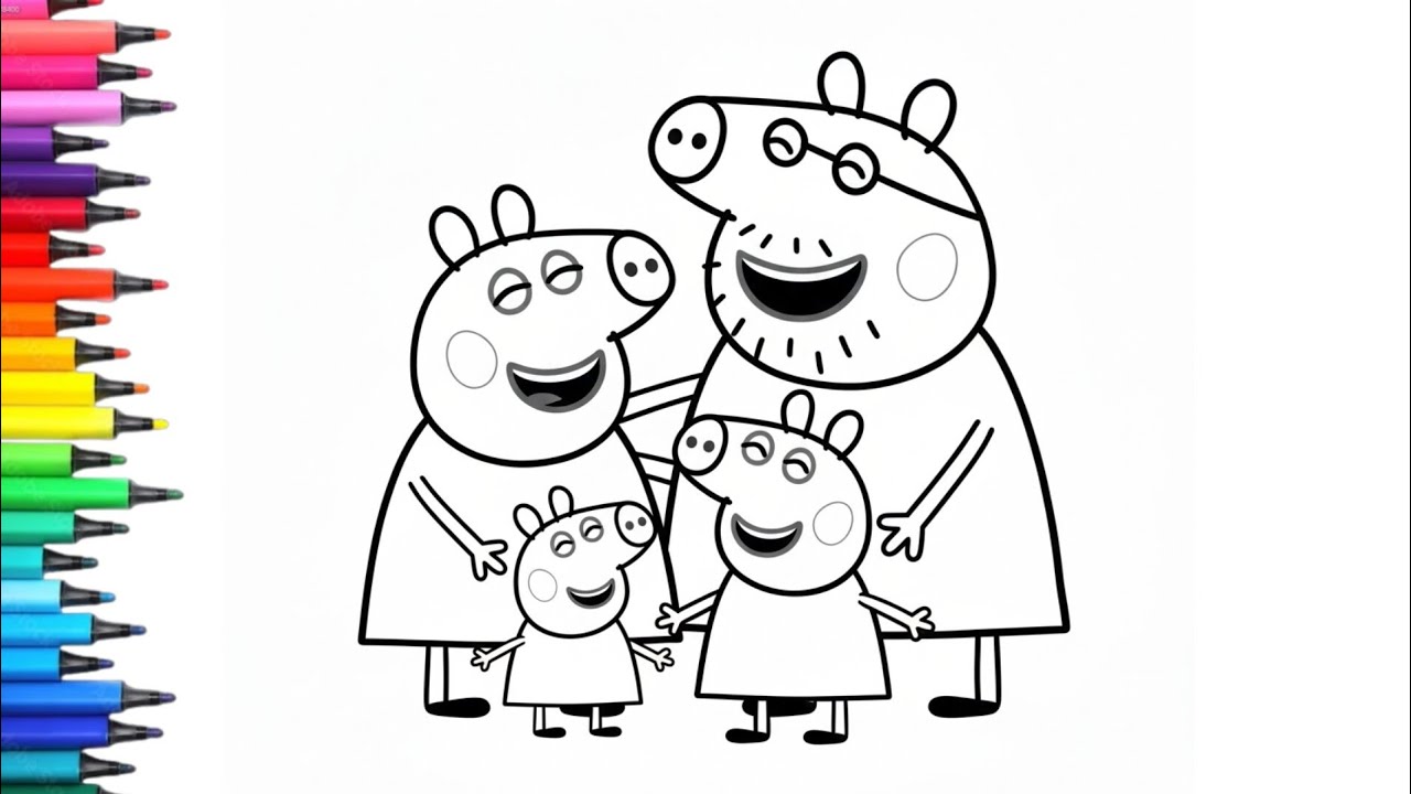 Peppa Pig Happy Family Drawing, Painting & Coloring For Kids and Toddlers_Child Art