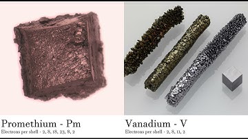 Promethium - Pm vs Vanadium - V Comparing Element attributes Atoms