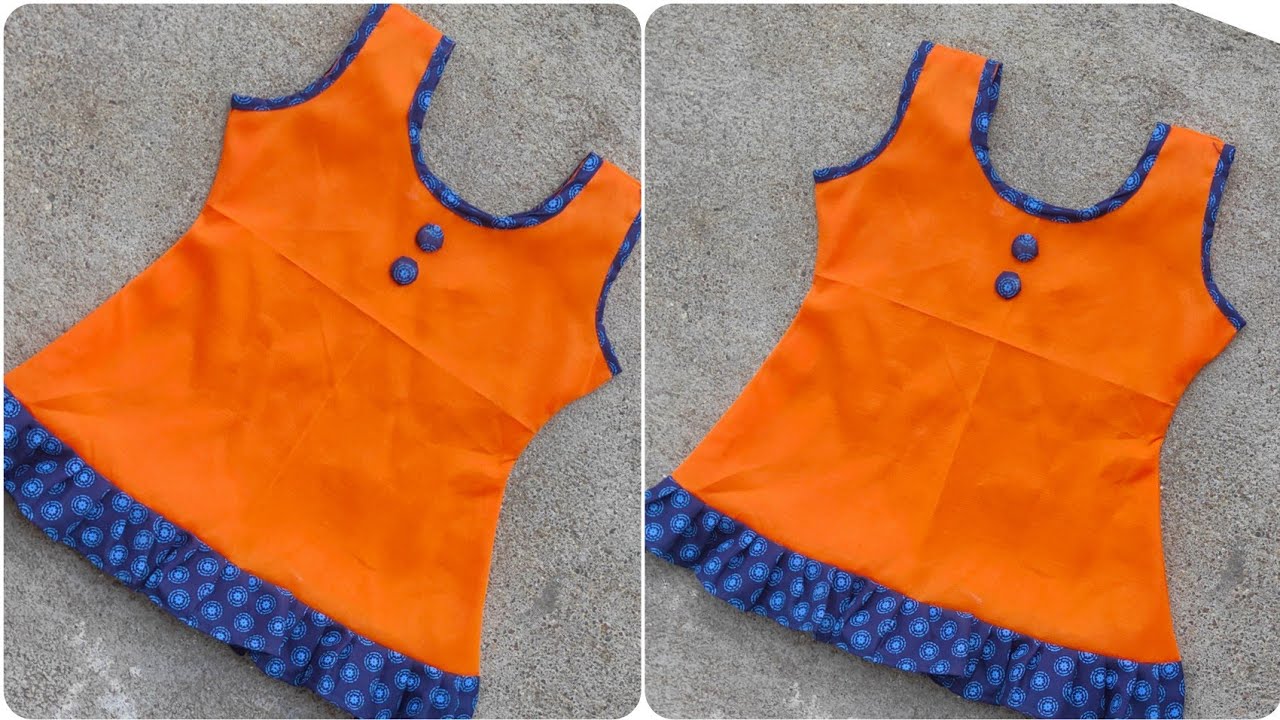 1 years baby frock design cutting and stitching method / Cotton frock ...