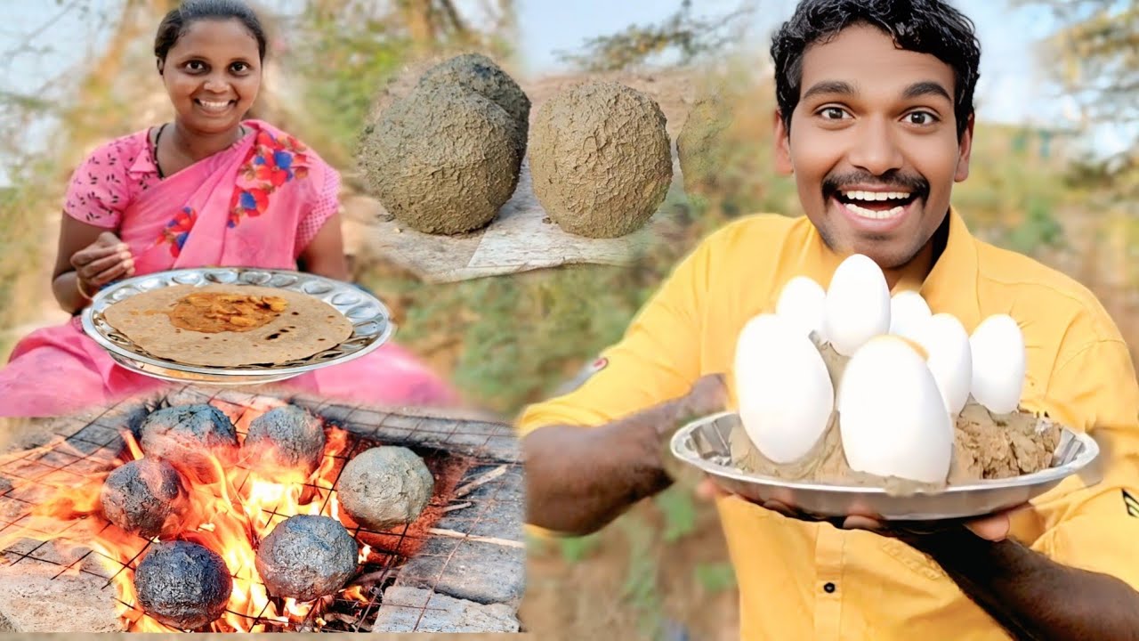 బంకమట్టితో కాల్చిన కోడిగుడ్ల కర్రీ చేసాము | Old style egg curry and chapati | Village style cooking
