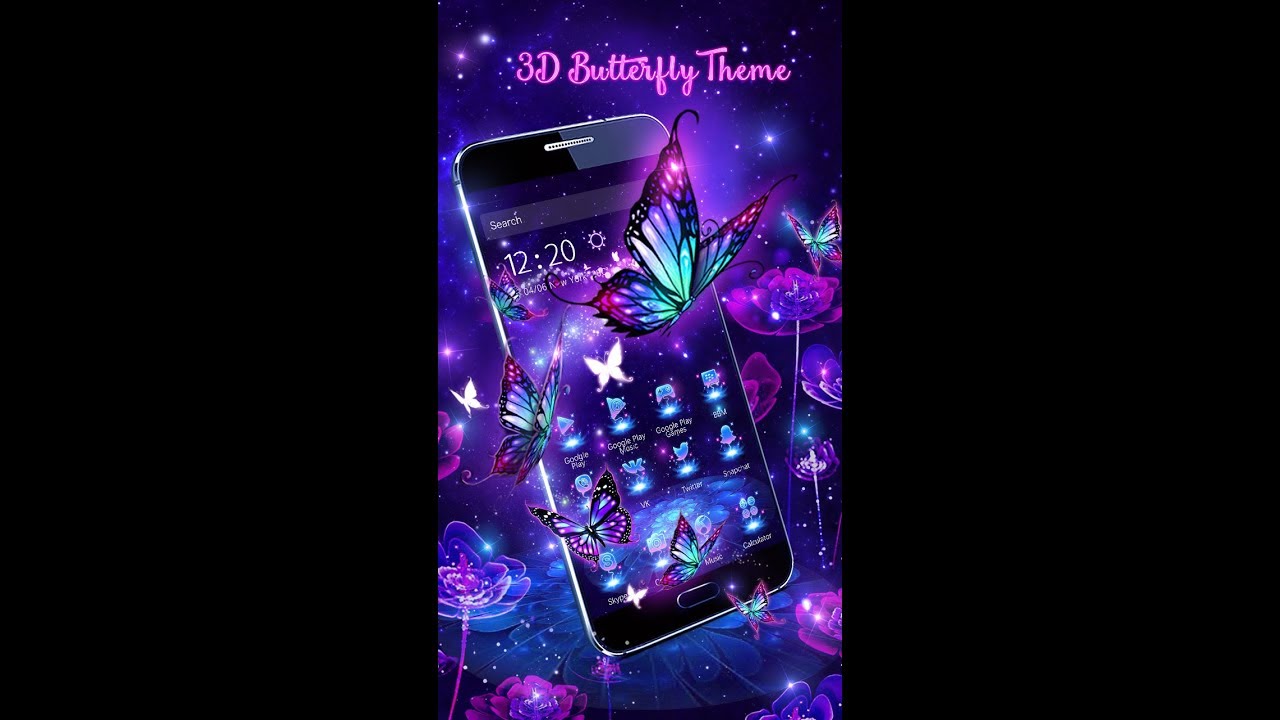 3D Purple Butterfly Theme camera iphone 8 plus apk