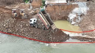 Wonderful! Continue Next Project Of Adding Rock To Deep Water With Expert Bulldozer Komatsu D31A