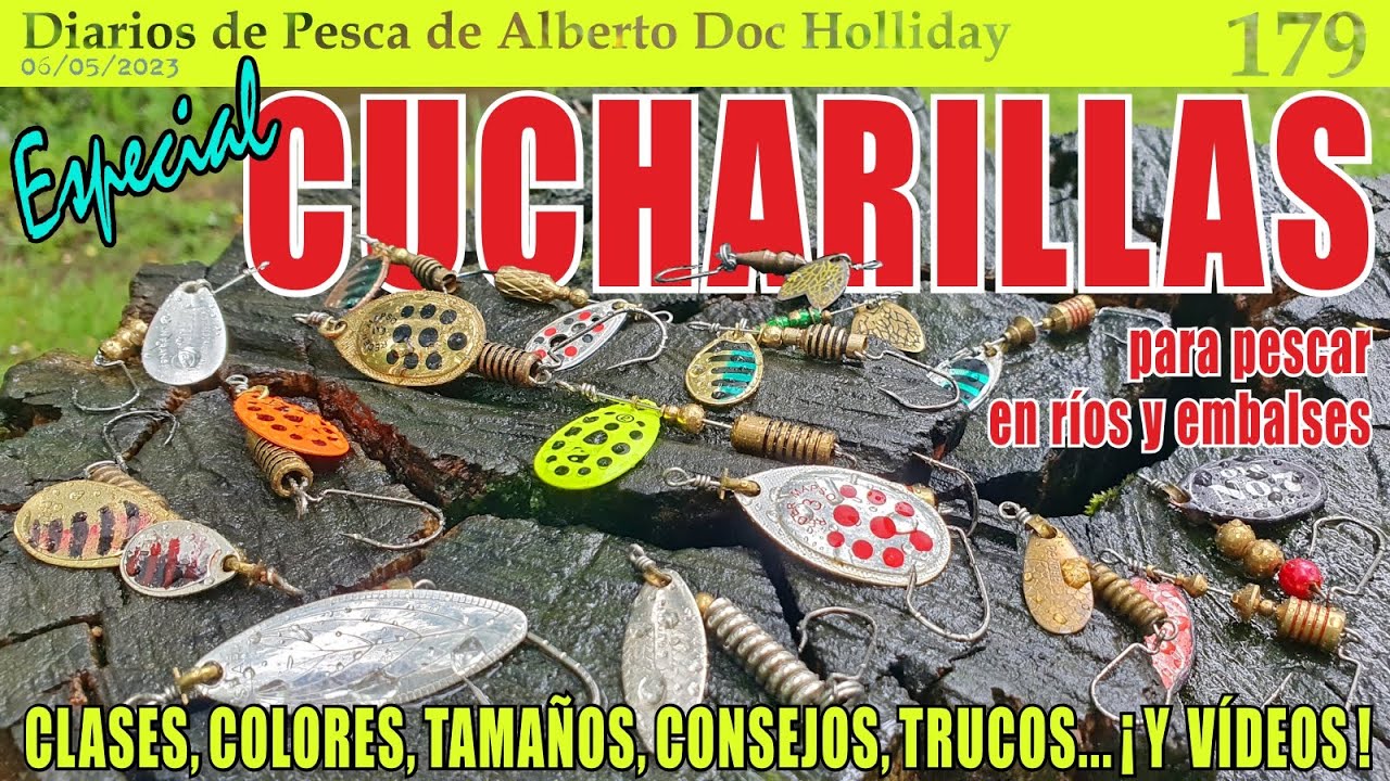 ESPECIAL CUCHARILLAS para pesca en ríos y embalses: clases, colores, tamaños, consejos, VÍDEOS ♠️♠️